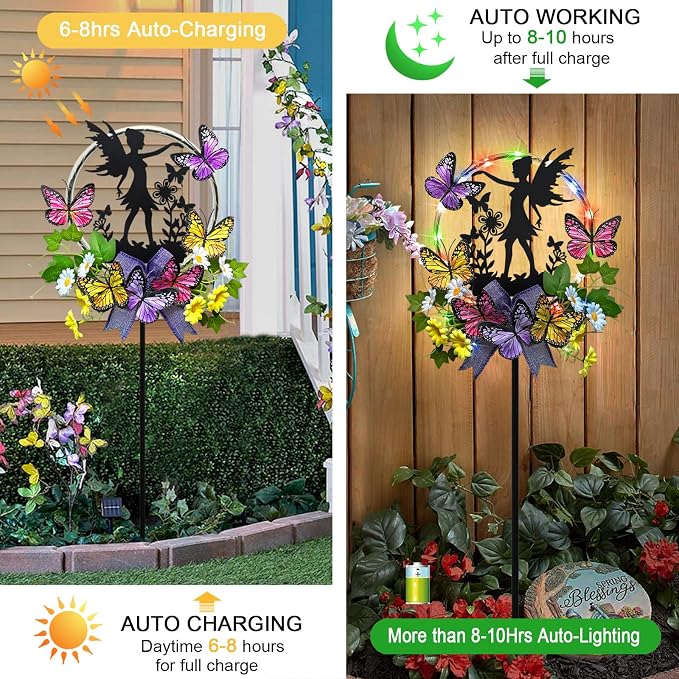 Solar Fairy Garden Decor, Silhouette Fairy - Image 2