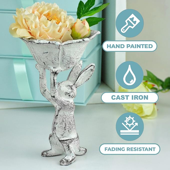 Antique White Cast Iron Rabbit - Image 2