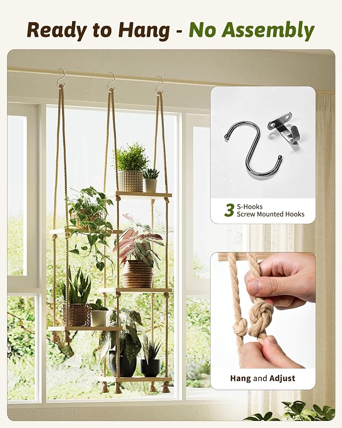 Window Plant Shelves Macrame Plant Hanger Floating Shelves Window Sill Shelf - Image 5