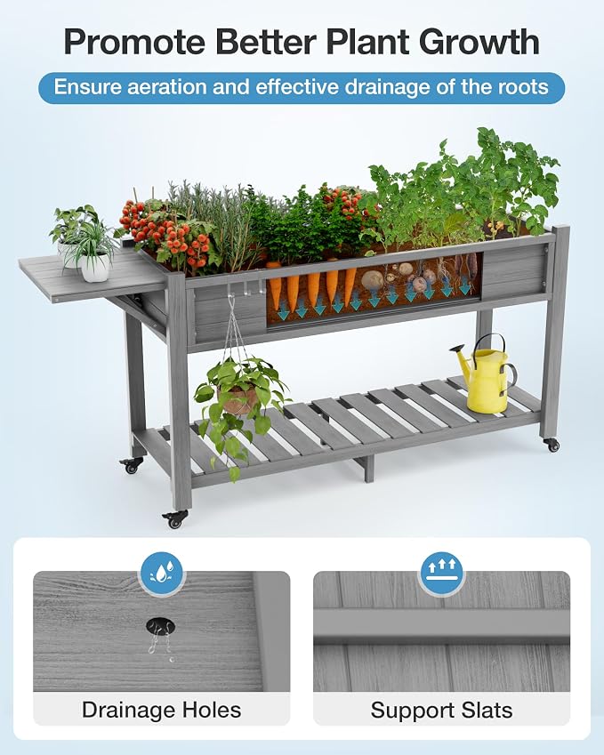YEFU Raised Garden Bed with Legs: 57x18x30in Weight Capacity 400lb - Image 5
