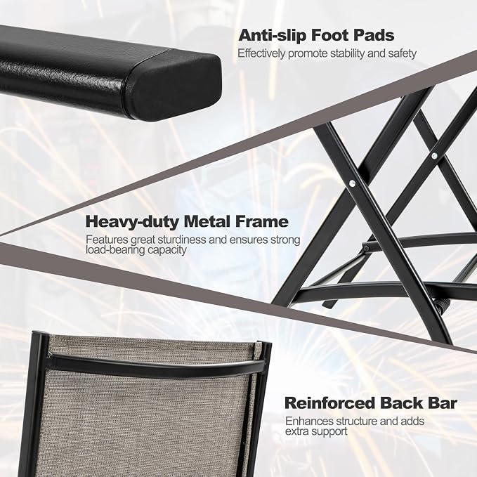 Giantex Folding Patio Bar Chairs Set of 4, Outdoor Counter Height Bar Stools - Image 5
