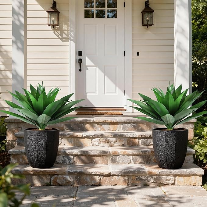 Ivydale Fake Plants 18 Inch Agave Artificial Plants Outdoor 2 PCS - Image 6