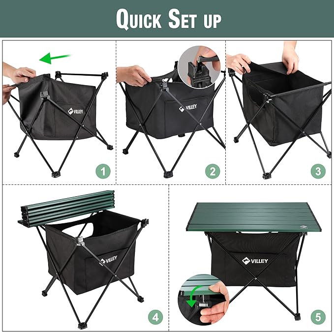 VILLEY Portable Camping Side Table, Ultralight Aluminum Folding Beach Table - Image 6