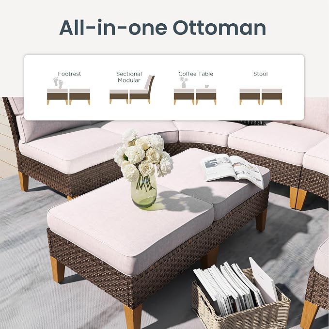 PHI VILLA Half-Moon Patio Furniture Set - Image 7