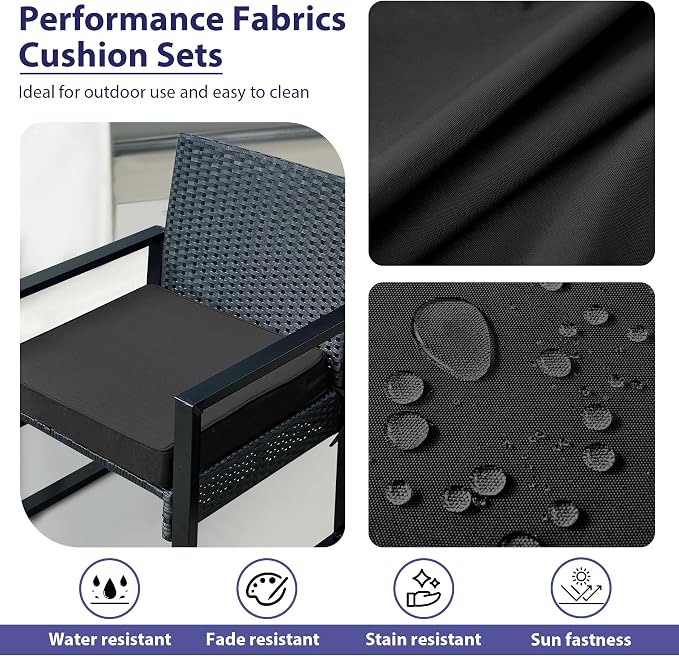 Outdoor Chair Cushions Set of 4, Waterproof Outdoor Seat Cushions - Image 3