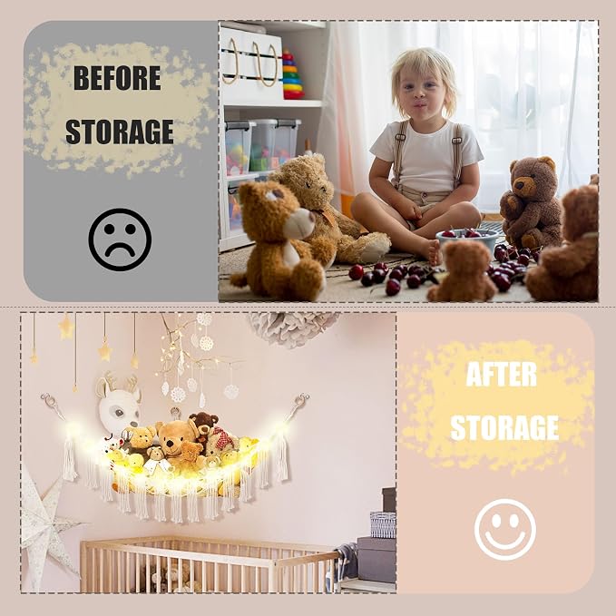 Stuffed Animal Hammock with LED Light, Large Stuffed Animals Storage Corner - Image 4