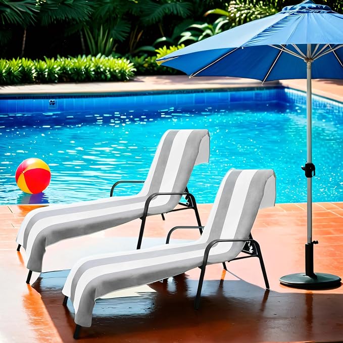 Superior Cabana Cotton Lounge Chair Cover, Outdoor Towel, Terry Cloth, Swim by SUPERIOR