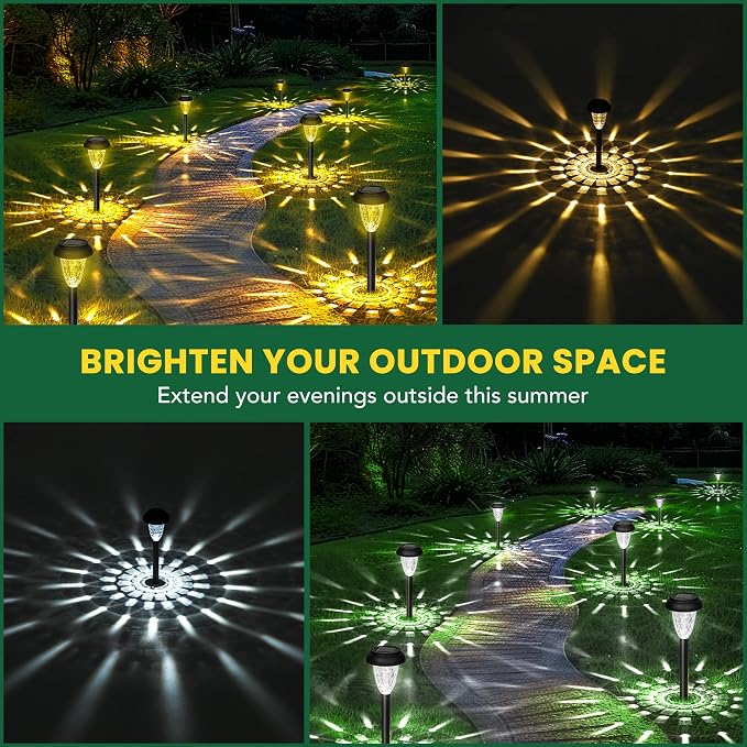 GIGALUMI 16 Pack Solar Light Outdoor Waterproof, Cool White Pathway Lights - Image 2