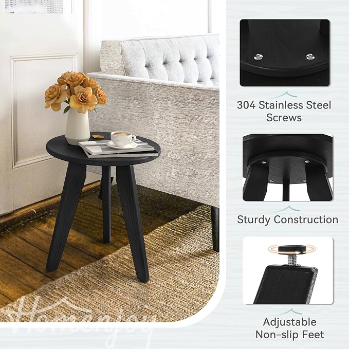HDPS Outdoor Side Table, Small Round Side Table Weather-Resistant, Outdoor Side - Image 5