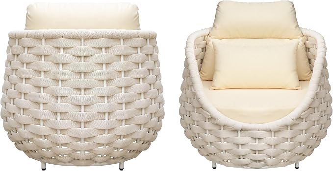 TWT Patio Sofa Set of 2, All-Weather Olefin Rope Balcony Furniture by TWT