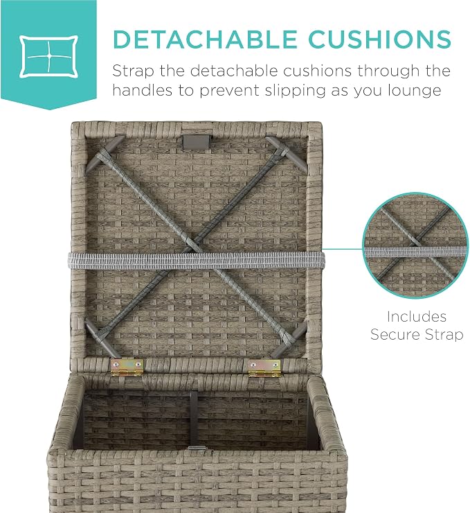 Best Choice Products Set of 2 Wicker Ottomans, Additional Seating, Side Table - Image 5