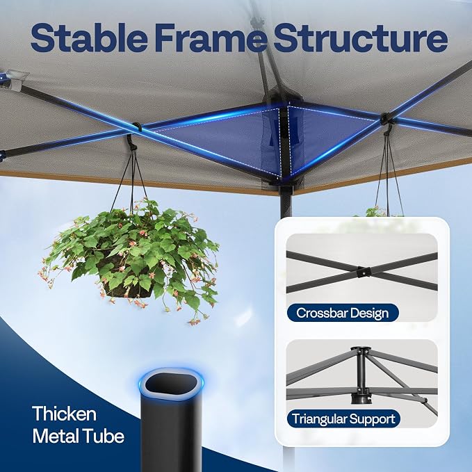 VIVOHOME 10x10ft Pop Up Canopy Tent One Push Setup Outdoor Portable Shelter - Image 3