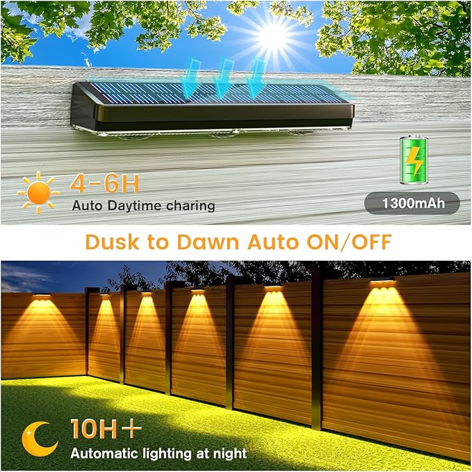 Solar Fence Lights Outdoor, Warm/Natural/Cool White, IP65 Waterproof, Fence - Image 3