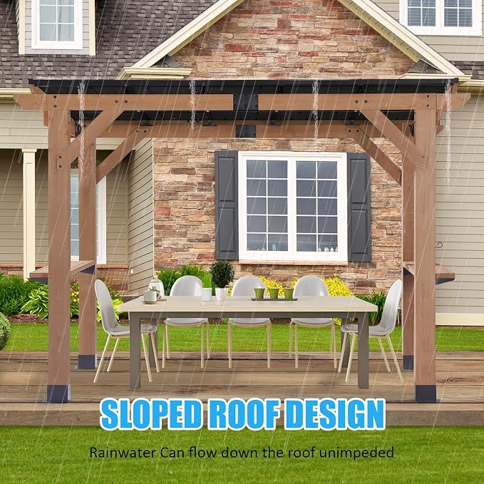 CHARMELEON Grill Gazebo 8 x 10 FT, Cedar Wood BBQ Gazebo - Image 9