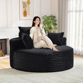 Oversized Round Chaise Longue Chair Indoor, Modern 55-inch Upholstered Corduroy by Antetek