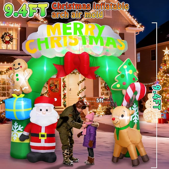 Garma 9.4 Ft Christmas Inflatables Decorations Archway, Reindeer and Santa - Image 4