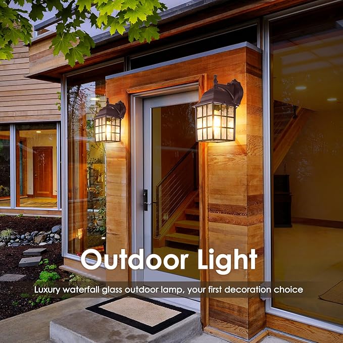 2-Pack Dusk to Dawn Outdoor Wall Light, Waterproof Exterior Wall Lantern - Image 6