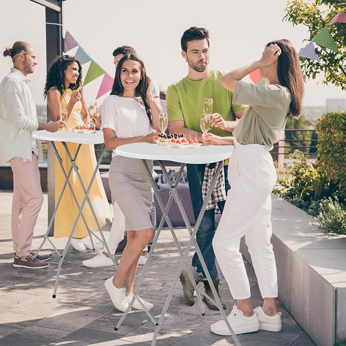 VINGLI 24" Plastic Folding Round Table Bar Height, HDPE Matrial - Image 9