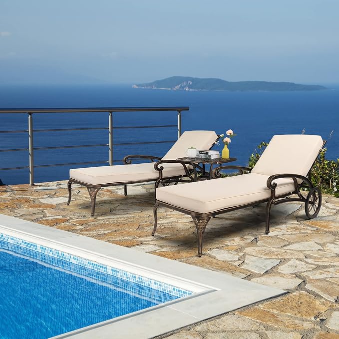 VINGLI Cast Aluminum Outdoor Chaise Lounge Chair - Image 6