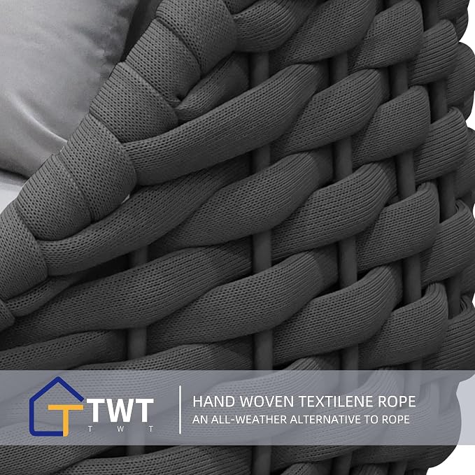 TWT Patio Sofa Set of 2 All-Weather Textilene Rope Balcony Furniture - Image 6