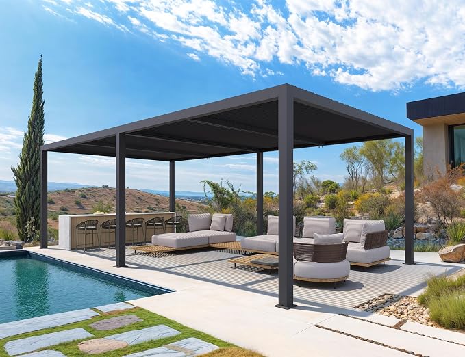 PURPLE LEAF 12' x 24' Louvered Pergola 94AS Modern Oversize Aluminum Gazebo - Image 7