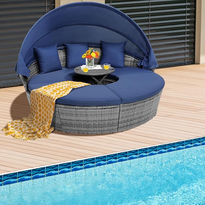 COSTWAY Patio Round Daybed - Image 2