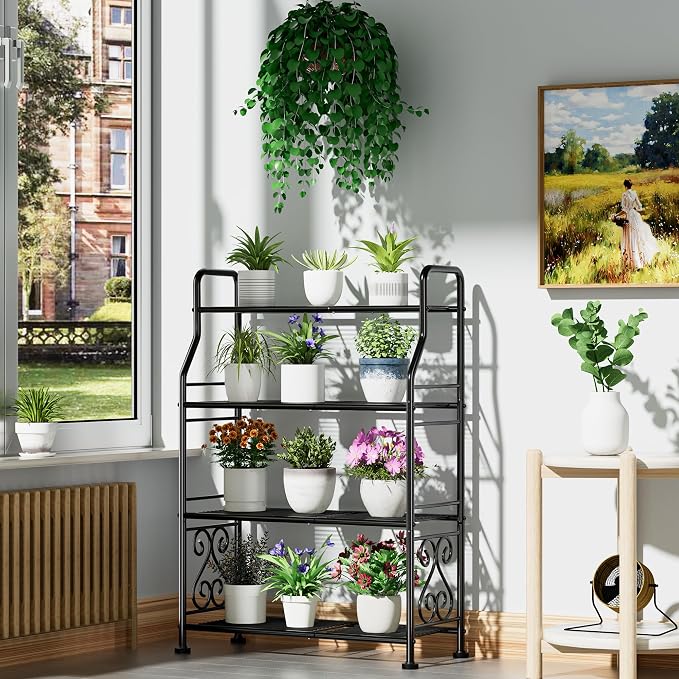 GIOTORENT Plant Stand Outdoor Indoor 4 Tier Metal Waterproof - Image 2