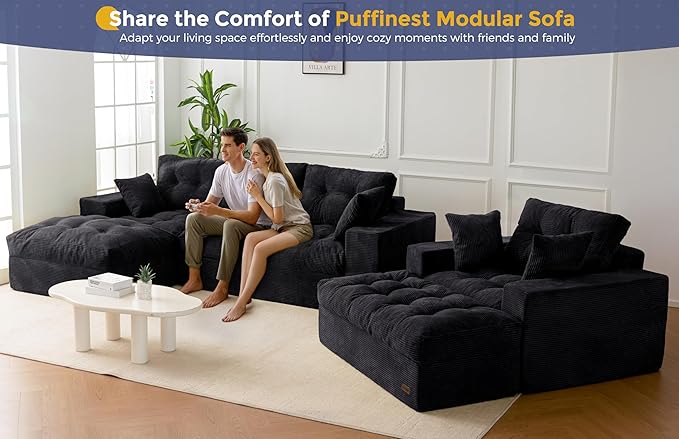 MAXYOYO Sectional Sofa Couch and Chaise Lounge, L Shaped Modern Cloud Couch - Image 4