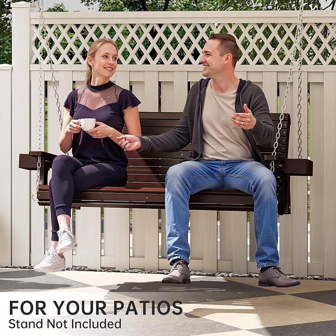 Wooden Outdoor Porch Swings, 2 Seater Front Porch Swing - Image 7