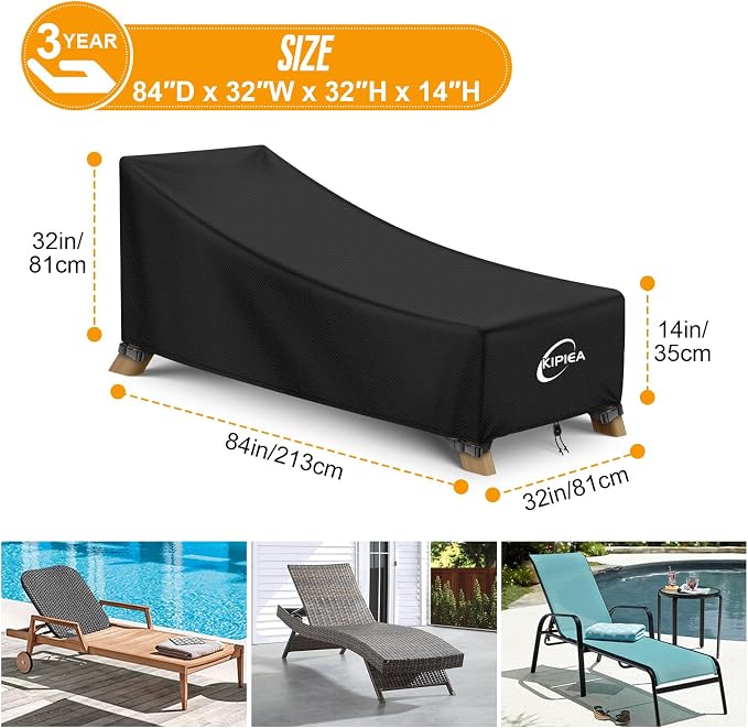 Kipiea Waterproof Patio Lounge Chair Covers - Image 2