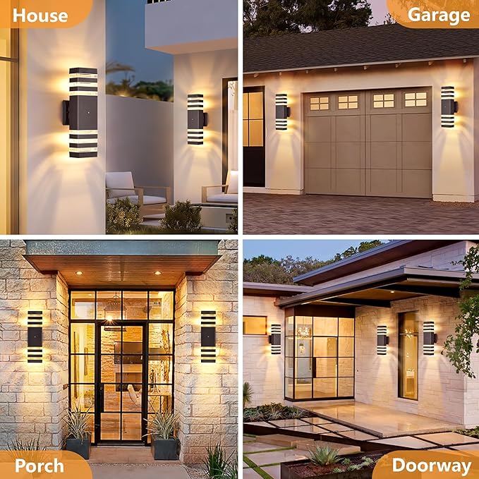 DASTOR 2 Pack Dusk to Dawn Outdoor Light Fixture, Modern Wall Lights Brown - Image 6