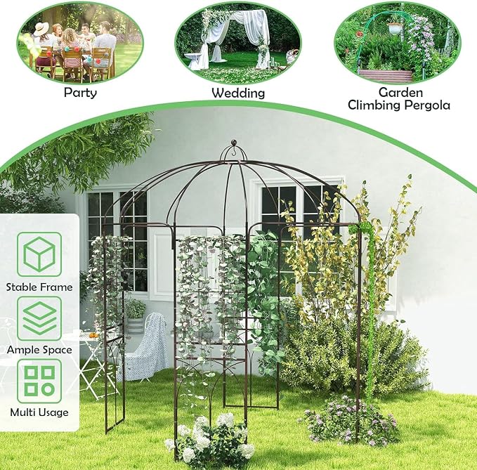 French Style Birdcage Shape Heavy Duty Gazebo, Pergola Pavilion Arch Arbor - Image 6