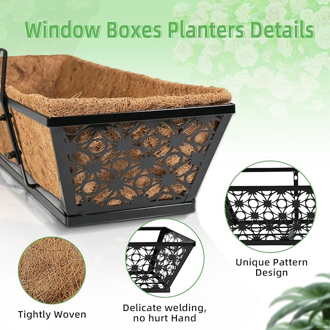 hehimhis 24 Inch 2 Pack Railing Planter Box - Image 3