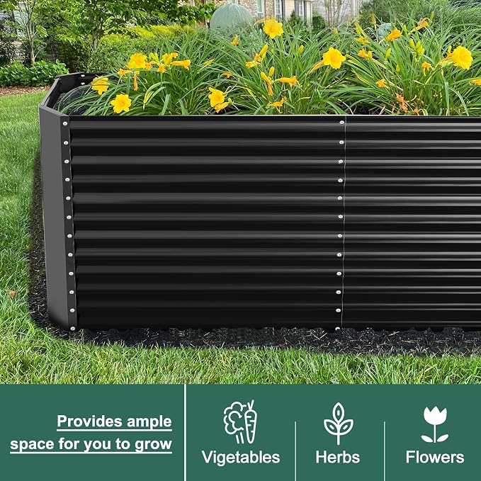 Land Guard 6x3x3ft Rectangular Galvanized Raised Garden Beds, Large-Capacity - Image 6