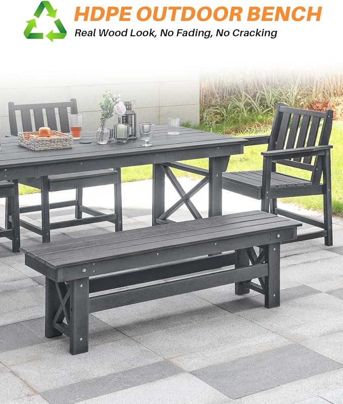 HDPE Outdoor Bench, Poly Lumber Adirondack Benches, Fade-Resistant HDPE Garden - Image 5