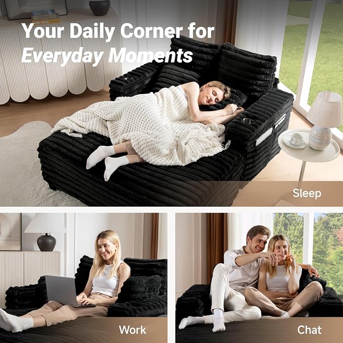 64" Chaise Lounge Chair Indoor, Oversized Sleeper Chair - Image 9