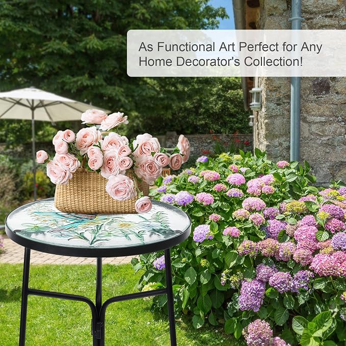 VCUTEKA Patio Side Table Outdoor Accent Table Bistro Coffee Table Plant End - Image 6
