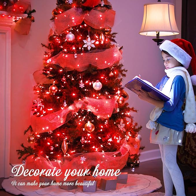 JMEXSUSS Red Valentines Day Decor Lights Clear Wire, 66ft 200 LED Red Christmas - Image 8