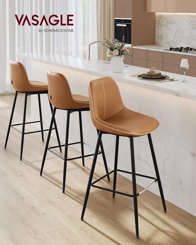 VASAGLE Bar Stools Set of 2, Bar Height Bar Stools - Image 3