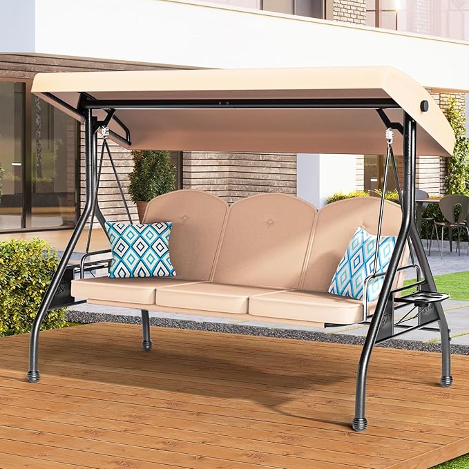 3 Seat Outdoor Porch Patio Swing by zzw