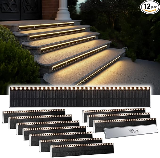 Solar Step Lights for Outside, 33 Focused-Beam High-Brightness LEDs, Waterproof by SHONELIGHTING