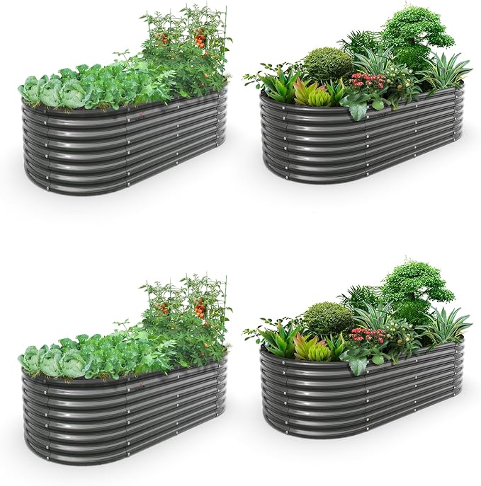 A ANLEOLIFE 4-Pack 6X3X2ft & 8X4X2ft Deep Root Galvanized Raised Garden Beds by AAnleolife