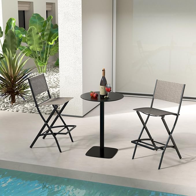 Giantex Folding Patio Bar Chairs Set of 4, Outdoor Counter Height Bar Stools - Image 8