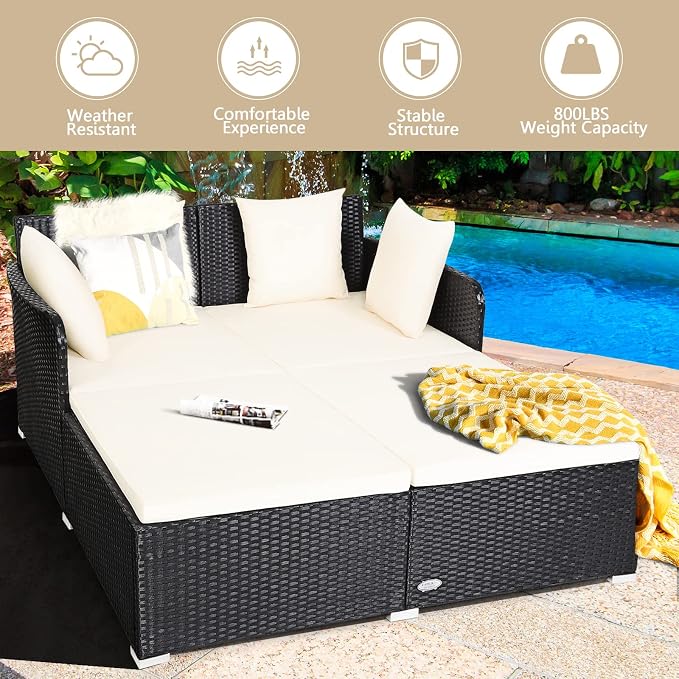 HAPPYGRILL Outdoor Daybed Rattan Wicker Patio Daybed - Image 6