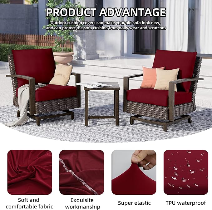 14Pcs Outdoor Cushion Covers, Patio Cushion Covers, Stretch Elastic Slipcovers - Image 3