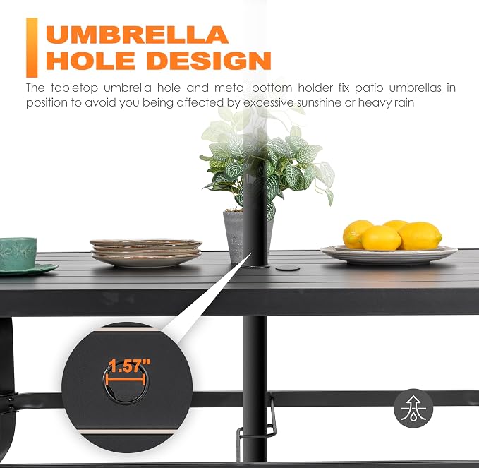 NUU GARDEN Outdoor 61" x 37" Rectangle Dining Table - Image 7