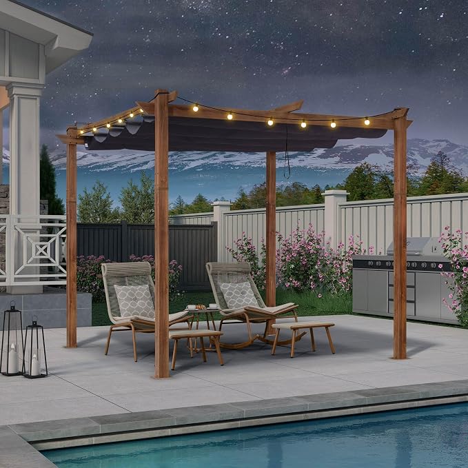 PURPLE LEAF 10' x 10' Outdoor Retractable Pergola by PURPLELEAF