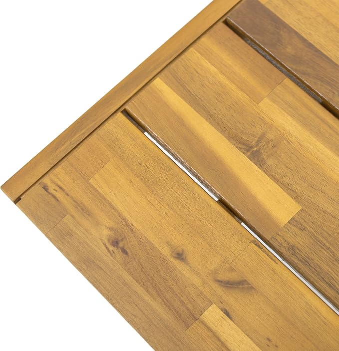 Christopher Knight Home 3 Piece Patio Dining Table, Acacia Wood Table Bench - Image 8