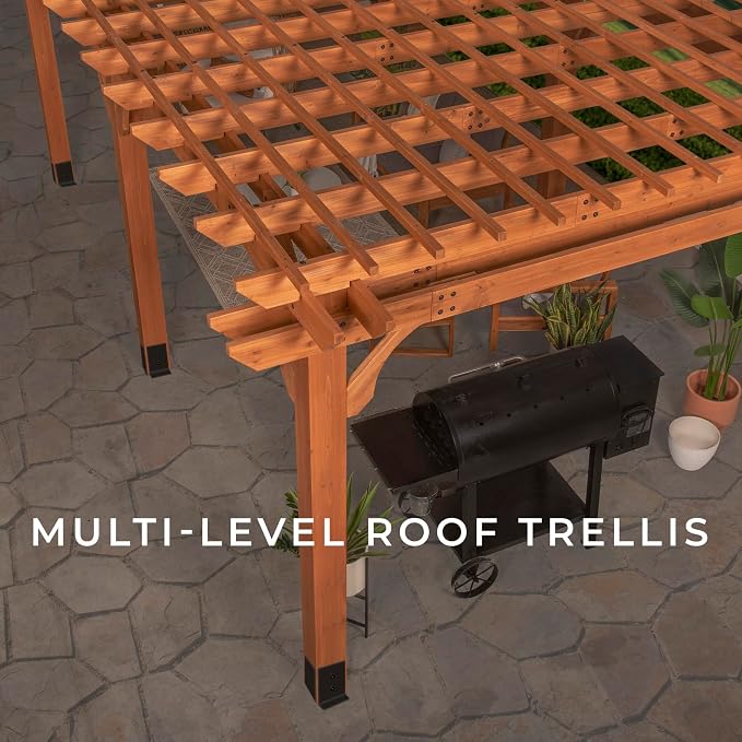 Backyard Discovery Beaumont 20' x 12' Traditional Cedar Wood Pergola Kit - Image 8