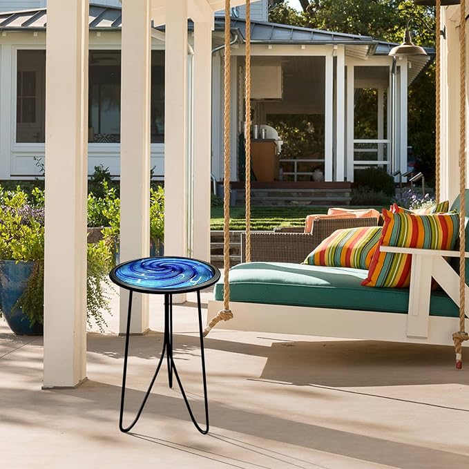 LIFFY Patio Side Table, Small Round End Table, Metal Side Table Outdoor - Image 7